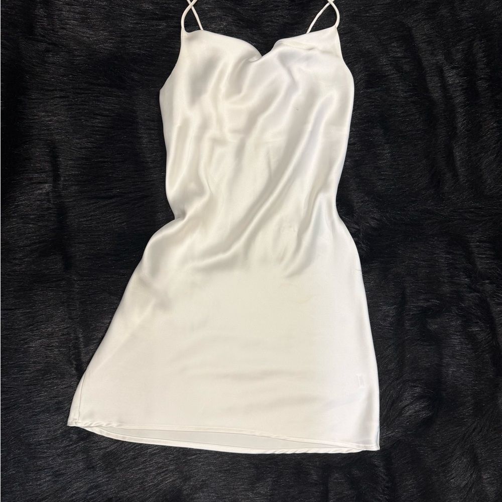 Elegant White Satin Slip Dress